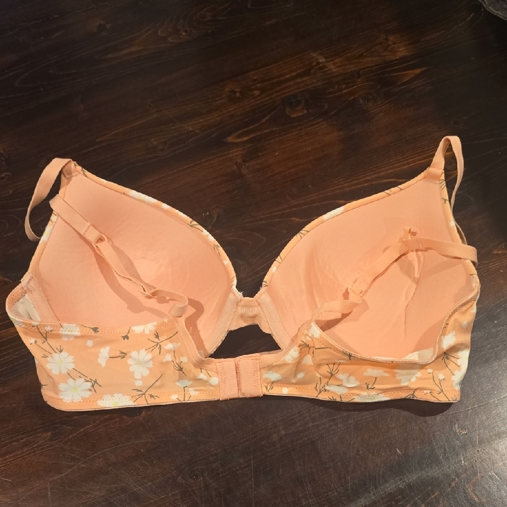 Flirtitude Pushup Bra - Peach Floral Daisy Print 36B - Picture 2 of 4